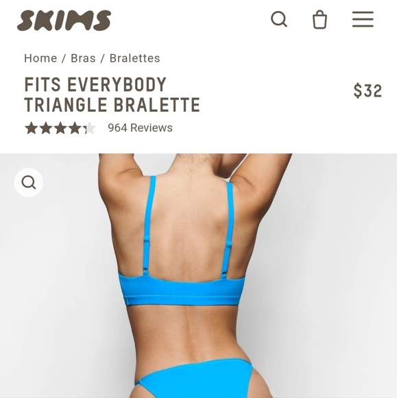 Skims Fits Everybody Triangle Bralette in Mykonos color Size XSmall  - Picture 2 of 7